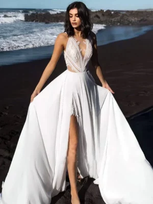 Robe de Mariée Bohème Chic en Dentelle