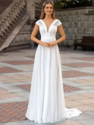 Robe de Mariée Bohème Col en V