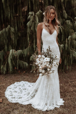 Robe de Mariée Simple et Élégante Bohème