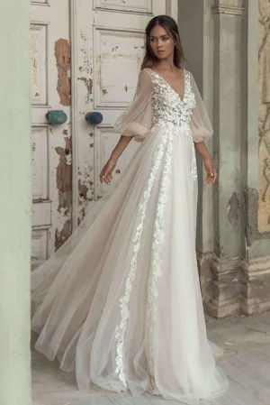 Robe de Mariée Bohème Hiver