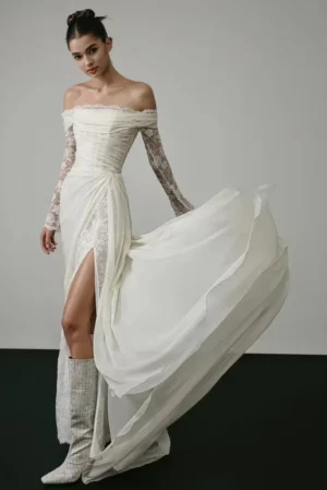 Robe de Mariée Bohème Manches Longues – Image 2