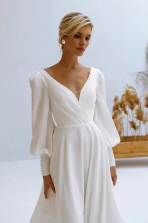 Robe de Mariée Bohème avec Manche – Image 2