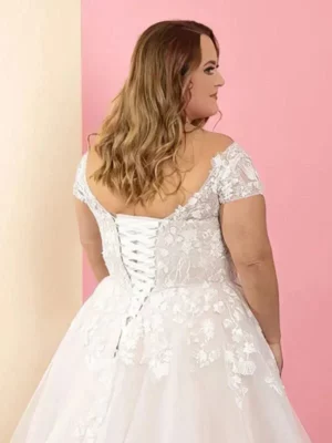 Charming Plus Size Wedding Dresses with Lace 2024 Summer Short Sleeve Bridal Gowns for Women New Soft Tulle Vestidos De Novia – Image 4