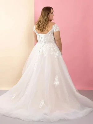 Charming Plus Size Wedding Dresses with Lace 2024 Summer Short Sleeve Bridal Gowns for Women New Soft Tulle Vestidos De Novia – Image 2