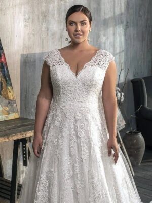 COZOK Plus Size Wedding Dresses for Women 2024 Sleeveless Bridal Gowns with Lace Sweep Train A Line Vestidos De Novia Lace Up – Image 2