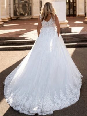 Customized Plus Size Wedding Dresses For Bride Sleeveless Tulle With Lace Applique Bride Gowns A-Line Sweep Train Robe De Mariée – Image 2