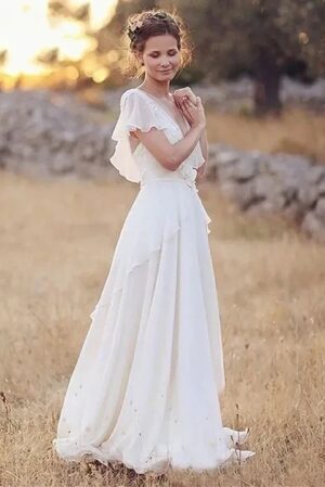 LORIE Boho Tulle Wedding Dress Lace top & Chiffon Boho Backless Bride dress Cap Sleeve A-Line Customized Beach Wedding Dresses