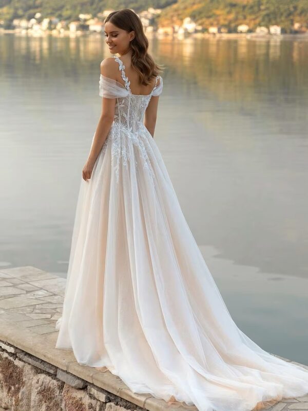 SoDigne Beach Wedding Dress Sweetheart Lace Appliques Off Shoulder Corset Princess Bridal Dress Wedding Gown Customized – Image 2