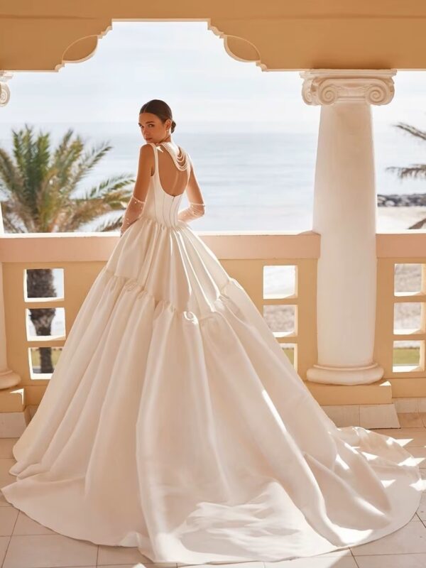 SoDigne Princess Taffeta Bride Dresses For Women Square Neck Wedding Party Dress Backless Bridal Gown robes de mariée Customized – Image 2