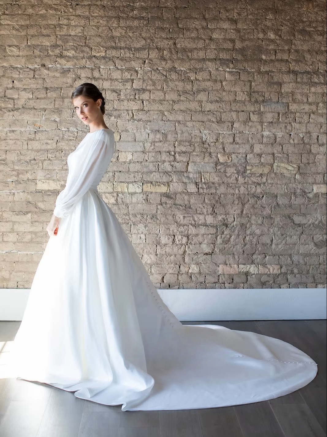 SoDigne Satin A-line Wedding Dresses Full Sleeves O-neck Bridal Dress Elegant Long Bridal Gown vestidos de novia Customized 2 SoDigne Satin A-line Wedding Dresses Full Sleeves O-neck Bridal Dress Elegant Long Bridal Gown vestidos de novia Customized – Image 2