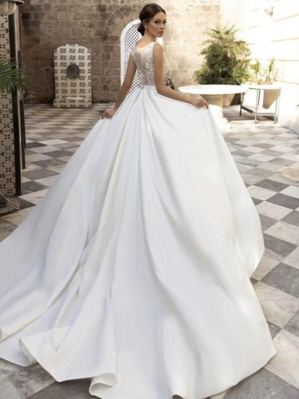 SoDigne Country Wedding Dresses A-line Wedding Gown V-Neck Bride Dress Appliques Satin Bridal Gown Vestido De Novia Customized – Image 2