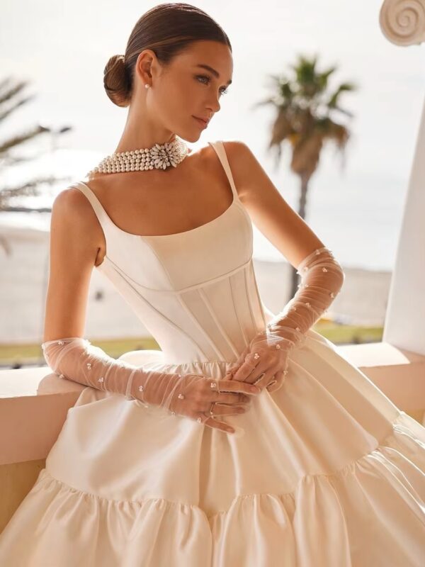 SoDigne Princess Taffeta Bride Dresses For Women Square Neck Wedding Party Dress Backless Bridal Gown robes de mariée Customized – Image 3