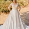 Classic Wedding Dresses 2023 Plus Size V-Neck 3/4 Sleeves Bride Gowns Back Lace-up Lace Applique A-Line Satin Robe De Mariage 7 S6d3bc314bdab425f9fbec762d5cd18d0c Cropped