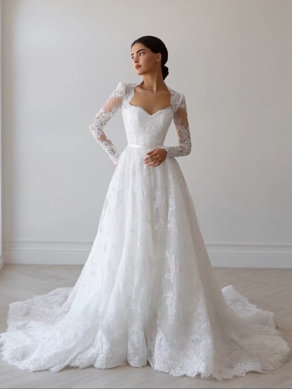 SoDigne A-line Lace Wedding Dress Sweetheart Full Sleeves Bride Dresses 2025 Long Bridal Gowns vestidos de novia Customized – Image 3