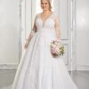 Exquisite Wedding Dresses Plus Size V-Neck Long Sleeves Empire Bride Gowns Lace Applique Sweep Train A-Line Robe De Mariée 2023 7 S7e73b5088b5c46fa95d5439796731edeI Cropped