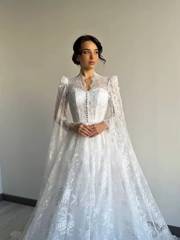 SoDigne A-line Elegant Wedding Dresses Full Sleeves V-Neck Lace Bridal Dress 2025 Long Wedding Gown Robe De Mairee Customized 3 SoDigne A-line Elegant Wedding Dresses Full Sleeves V-Neck Lace Bridal Dress 2025 Long Wedding Gown Robe De Mairee Customized – Image 3