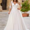 Elegant Tulle Wedding Dresses Plus Size V Neck 3/4 Sleeves Bride Gowns Back Lace Up Sweep Train A-Line Vestido De Noiva 2025 6 Sbedfd351ad9c474c8fa743b9936f6a103 Cropped