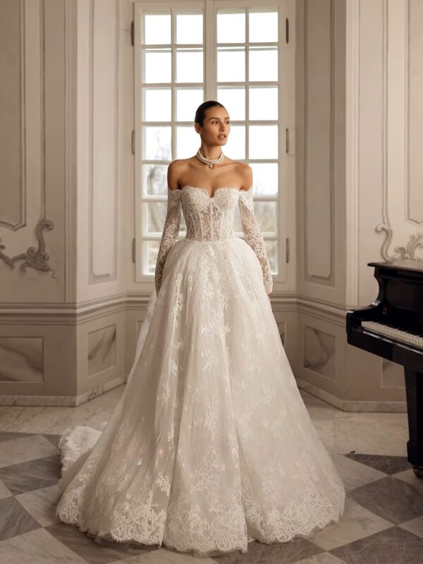 SoDigne A-line Lace Wedding Dresses Sweetheart Long Sleeves Bride Dress Long Wedding Gown vestidos de novia 2026 Customized