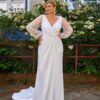 Simple Mermaid Wedding Dresses Plus Size V Neck Long Sleeves Bride Gowns Pleat Back Zipper Floor Length Vestido De Noiva 2025 5 Sed9c6d3176b44c50becadc5f69f17de1X Cropped