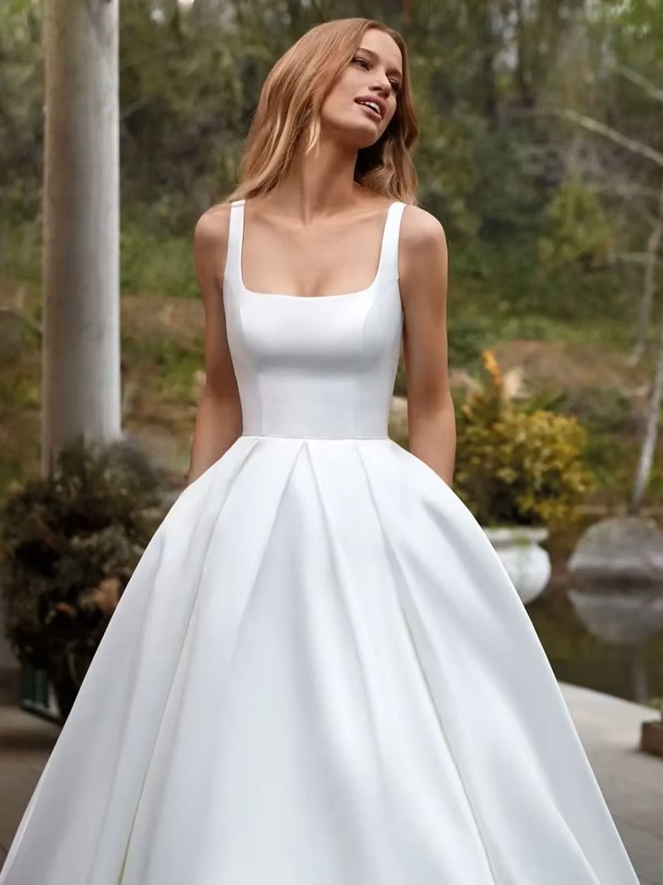 SoDigne Simple Wedding Gowns Elegant Satin A Line Bride Dress Spaghetti strap Backless Bridal Dress Wedding Dress Customized 3 SoDigne Simple Wedding Gowns Elegant Satin A Line Bride Dress Spaghetti strap Backless Bridal Dress Wedding Dress Customized – Image 3