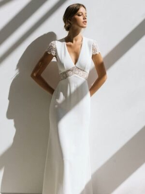 Vintage Boho Wedding Dress Short Sleeve Mermaid Backless Lace Sweep Train Stunning Charming Women Vesditos De Novia Customized