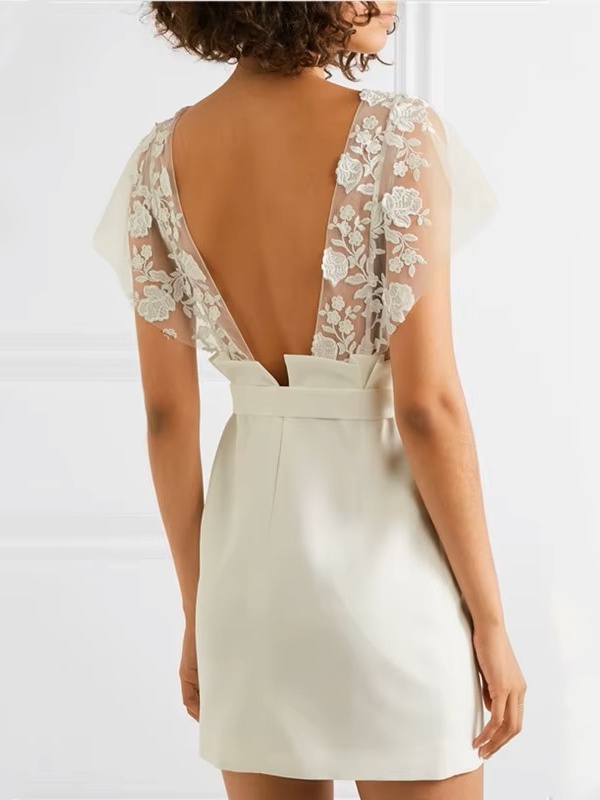 Customized Beach Short Wedding Dress Simple Mini Bridal Dresses Sexy Backless Elegant Boho Bride Gown Lace Appliques Vestidos 2 Customized Beach Short Wedding Dress Simple Mini Bridal Dresses Sexy Backless Elegant Boho Bride Gown Lace Appliques Vestidos – Image 2