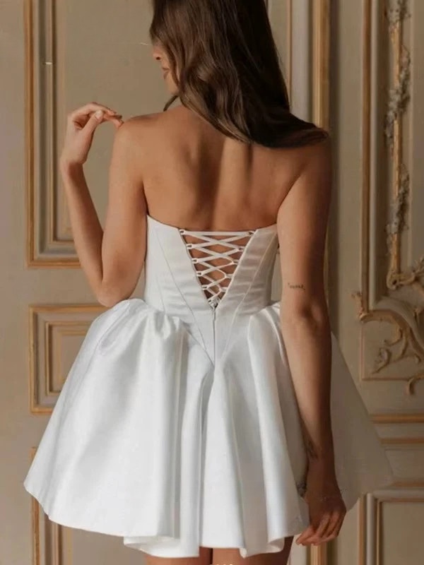 Simple Mini Wedding Dress For Women Sleeveless Sweetheart Simple Open Back Lace Up Gown Short Ball Gowns Vestido Customized 2025 2 Simple Mini Wedding Dress For Women Sleeveless Sweetheart Simple Open Back Lace Up Gown Short Ball Gowns Vestido Customized 2025 – Image 2