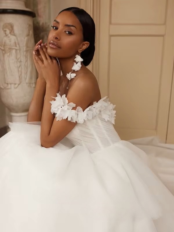 SoDigne A-line Off Shoulder Wedding Dress Tulle Sleeveless Tiered Bride Dresses Long Bridal Gowns vestidos de novia Customized 3 SoDigne A-line Off Shoulder Wedding Dress Tulle Sleeveless Tiered Bride Dresses Long Bridal Gowns vestidos de novia Customized – Image 3