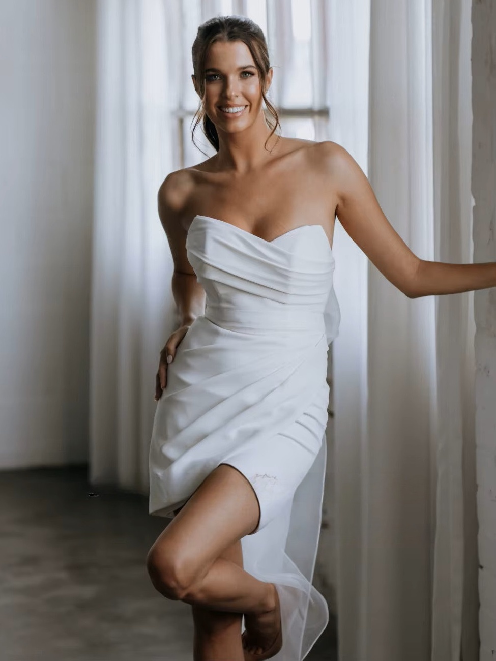 SoDigne Short Mermaid Satin Wedding Dresses Sweetheart Sleeveless Bridal Dress Beach Wedding Gown with Bow 2025 customized 3 SoDigne Short Mermaid Satin Wedding Dresses Sweetheart Sleeveless Bridal Dress Beach Wedding Gown with Bow 2025 customized – Image 3