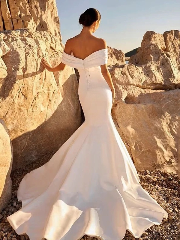 BIGDAY Off The Shoulder Mermaid Wedding Dress 2025 Lace-up Sweetheart Open Back Satin Bridal Gown Vestido De Noiva Customized 2 BIGDAY Off The Shoulder Mermaid Wedding Dress 2025 Lace-up Sweetheart Open Back Satin Bridal Gown Vestido De Noiva Customized – Image 2