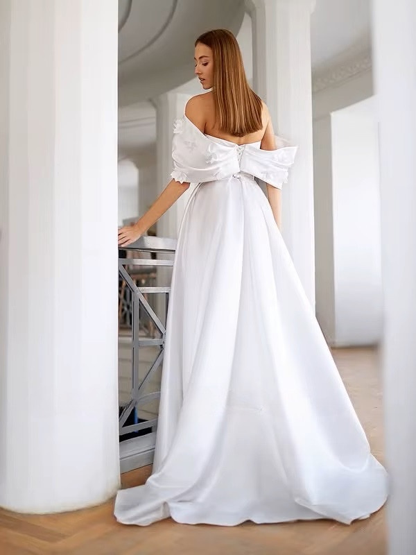 SoDigne A-line Off Shoulder Wedding Dresses V-neck Sleeveless Satin Bridal Dress Long Elegant Bridal Gown 2025 Customized 2 SoDigne A-line Off Shoulder Wedding Dresses V-neck Sleeveless Satin Bridal Dress Long Elegant Bridal Gown 2025 Customized – Image 2