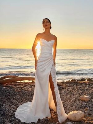 SoDigne Mermaid Satin/Lace Wedding Dress Sweetheart Sleeveless Bride Dresses Split Long Bridal Gowns Robe De Mairee Customized