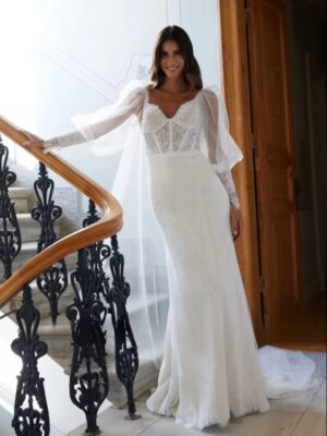 SoDigne Mermaid Boho Wedding Dresses Sweetheart Long Sleeves Lace Bridal Dress 2025 Beach Wedding Gown Robe De Mairee