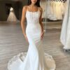 SoDigne Mermaid Satin Boho Wedding Dresses Sleeveless Strapless Appliques Bridal Dress Long Wedding Gown Custom Made  9 S1eb0d141faa042c09aa32cab01100516u Cropped