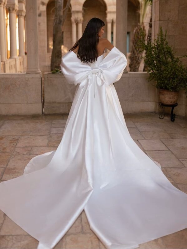 SoDigne A-line Simple Satin Wedding Dresses Sweetheart Sleeveless Bridal Dress Split Wedding Gown Robe De Mairee ﻿Customized – Image 2