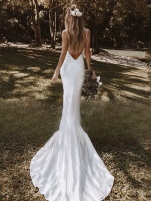 Modern V-Neck Wedding Dress 2025 Mermaid Spaghetti Straps Open Back Simple Sleeveless Bridal Gown Vestido De Noiva Customized 5 S2a8f24c7d6b74556b6fd60b4b82e2106n Cropped