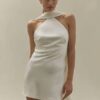 Simple Ivory Mini Wedding Dress Pleat Sexy Halter Sleeveless Bride Dresses Illusion Open Back Short Sheath Prom Gowns Customized 6 S2fe5d3a45dad45428333f32068989a5fR Cropped