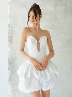 SoDigne A-line Satin Wedding Dress Sleeveless Sweetheart Bride Dresses Beach Ruched Mini Women Bridal Gowns Customized 7 S31a312fa35fa4f31a5ef9602c3aabab5h Cropped