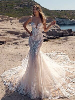 SoDigne Vintage Mermaid Wedding Dresses Sexy V-neck Lace Appliques Long Bride Dress Backless Wedding Gowns Vestido De Noiva