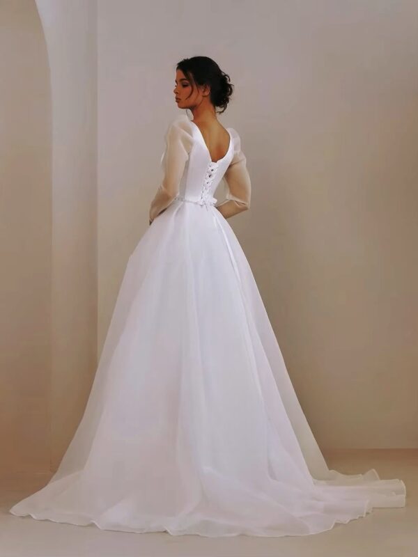 SoDigne A-line Organza Wedding Dresses Square Collar Full Sleeves Bridal Dress Long 2025 Wedding Gown Robe De Mairee ﻿Customized – Image 2