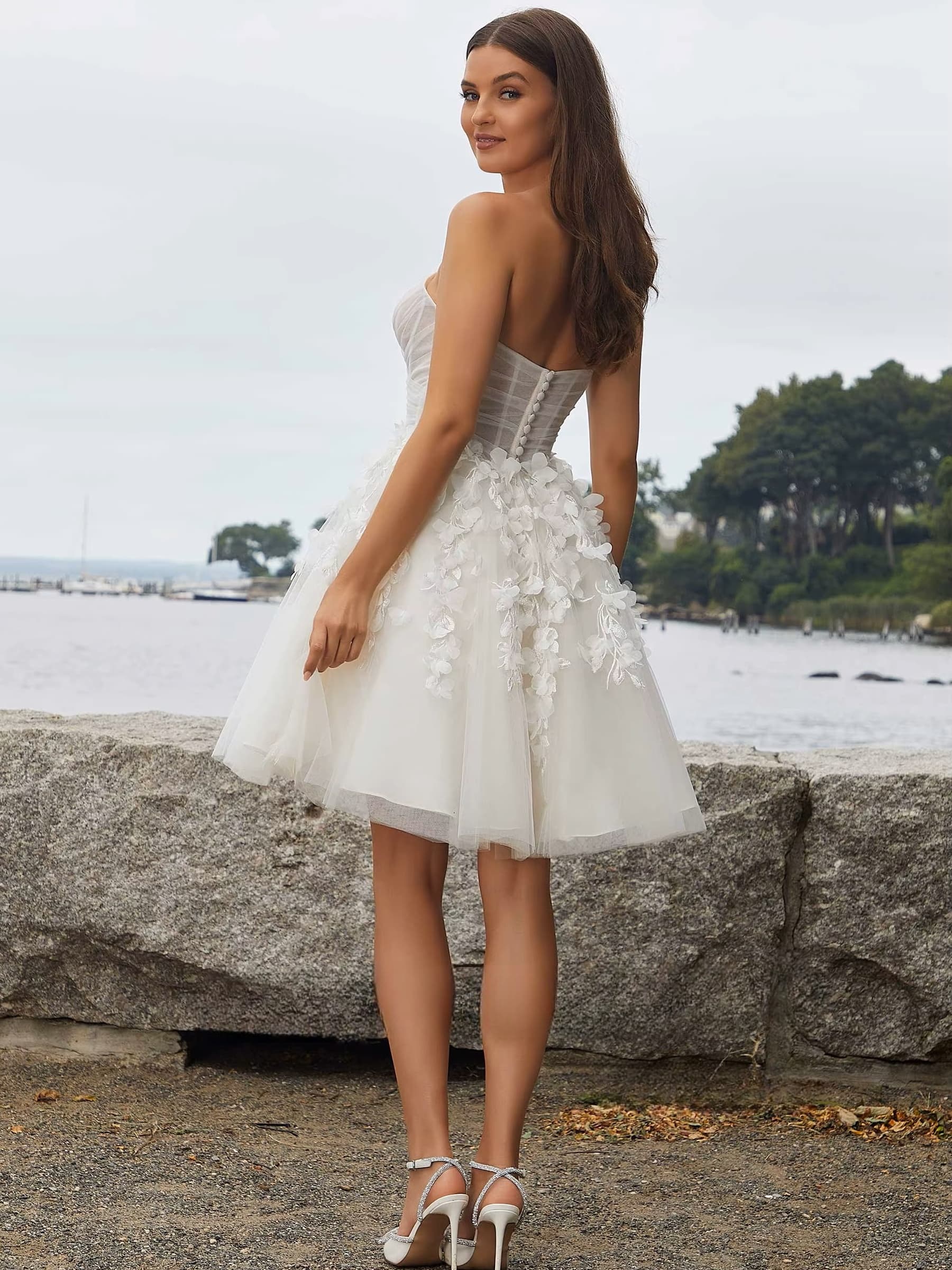 SoDigne A-line Tulle Short Wedding Dresses Sweetheart Sleeveless Appliques Bridal Dress Women Mini Wedding Gown Robe De Mairee 2 SoDigne A-line Tulle Short Wedding Dresses Sweetheart Sleeveless Appliques Bridal Dress Women Mini Wedding Gown Robe De Mairee – Image 2