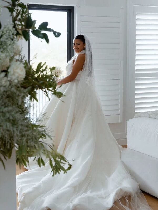 SoDigne A-line Satin Simple Wedding Dresses Sleeveless Halter Bridal Dress Long Wedding Gown Robe De Mairee ﻿Customized – Image 3