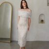 Modern Mermaid Lace Appliques Wedding Dress Elegant Boat Neck Sleeveless Pleated Off Shoulder Backless Short Gowns Customized 5 S39f53a23e3f8436696d3c34c691180f8m Cropped