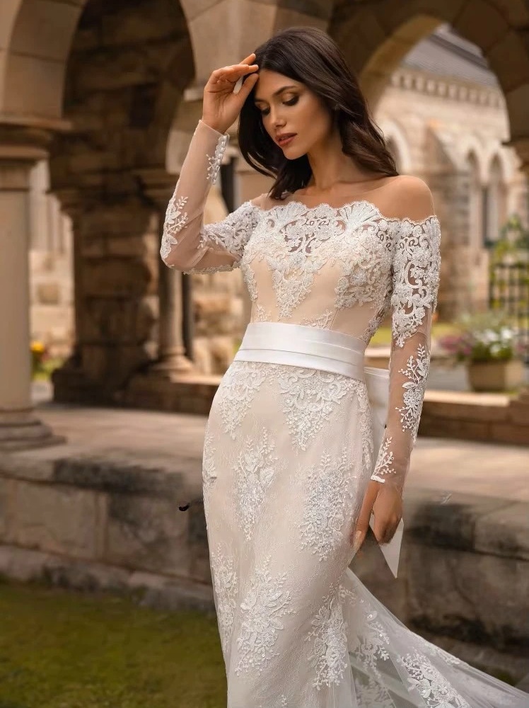 SoDigne Mermaid Long Wedding Dresses O-neck Full Sleeves Appliques Bridal Dress Bride Gown 2025 vestidos de novia Customized  3 SoDigne Mermaid Long Wedding Dresses O-neck Full Sleeves Appliques Bridal Dress Bride Gown 2025 vestidos de novia Customized  – Image 3