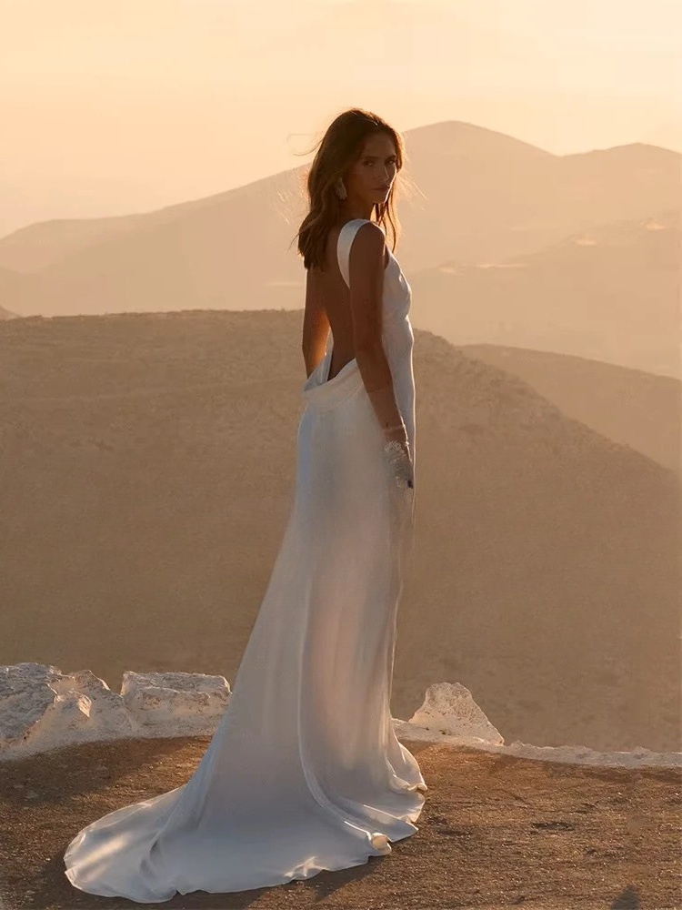 Modern Mermaid Wedding Dresses Women 2025 Boat Neck Sleeveless Open Back Sweep Train Bridal Gown Vestido De Noiva Customized 2 Modern Mermaid Wedding Dresses Women 2025 Boat Neck Sleeveless Open Back Sweep Train Bridal Gown Vestido De Noiva Customized – Image 2