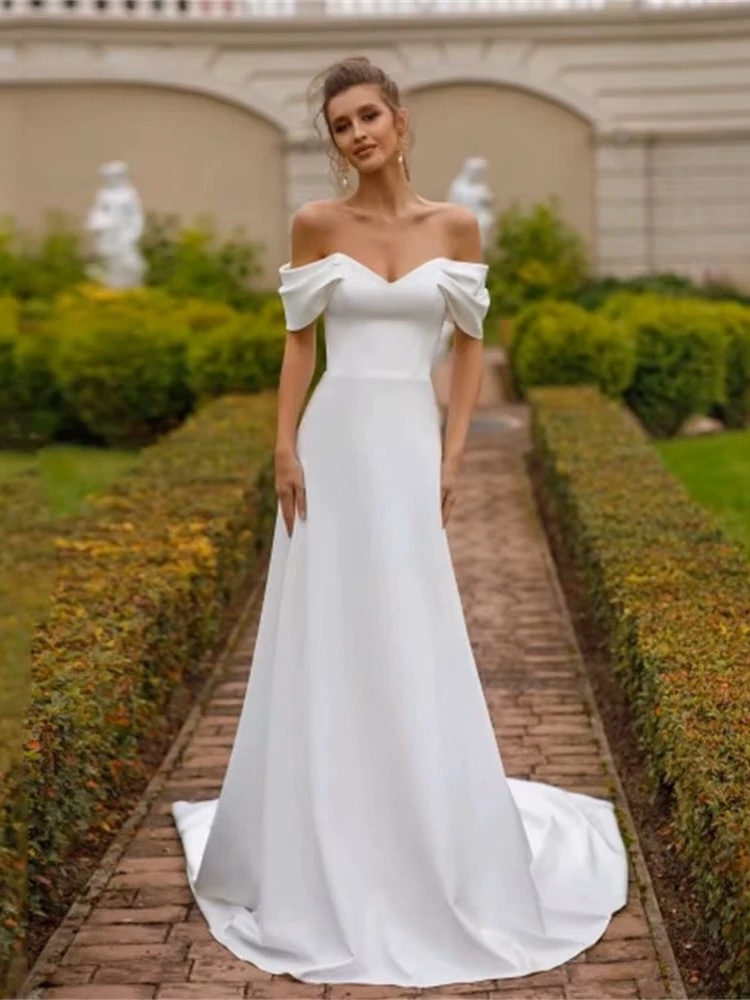 Classic Off The Shoulder Mermaid Wedding Dresses Women 2025 V-Neck Open Back Pleat Bridal Gowns Vestidos De Noiva Customized 1 Classic Off The Shoulder Mermaid Wedding Dresses Women 2025 V-Neck Open Back Pleat Bridal Gowns Vestidos De Noiva Customized