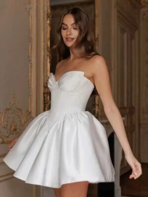 Simple Mini Wedding Dress For Women Sleeveless Sweetheart Simple Open Back Lace Up Gown Short Ball Gowns Vestido Customized 2025 7 S4e34edb98f52478abbf432bf6f6ee532F Cropped