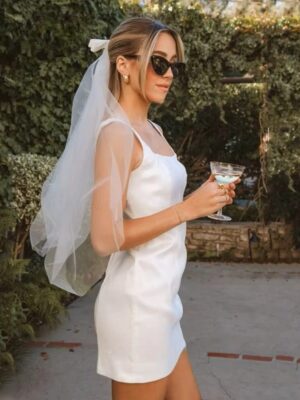 Simple Mini Satin Sleeveless Wedding Dress Square Collar Pleat Spaghetti Straps Sexy Open Back Grown 2025 Short Dress Customized 5 S5627d8919f2045a189049e02106a0dd8A Cropped