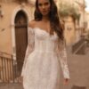 Boho Mermaid Mini Long Sleeves Wedding Dress Lace Appliques Sexy Strapless Pleated Open Back with Zipper Bridal Grown Customized 9 S5f765c7f9147461396b269c343517c12S Cropped