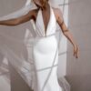 Elegant Mermaid Wedding Dress V-Neck Halter Open Back Simple Buttons Pleat Bridal Gown Sweep Train Vestidos De Noiva Customized 4 S642c8af058fa4f6889352ce0c3594931b Cropped